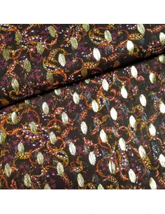 Tissu, Mousseline Ethnique, Marron, Laize 150 cm, 100% Polyester 112g/ml