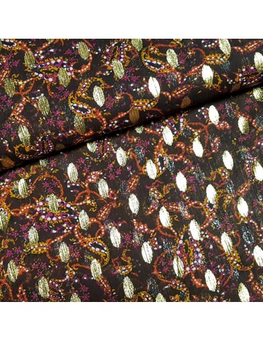 Tissu, Mousseline Ethnique, Marron, Laize 150 cm, 100% Polyester 112g/ml