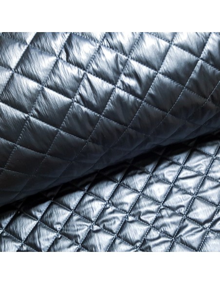 Tissu, Doublure Matelassée Brillante, Bleu Nuit, Laize 140 cm, 100% Polyamide