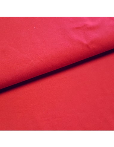 Tissu, Jersey de Coton Uni, Rouge Hermès, Laize 150 cm, Coton Stretch Bio Oeko-Tex
