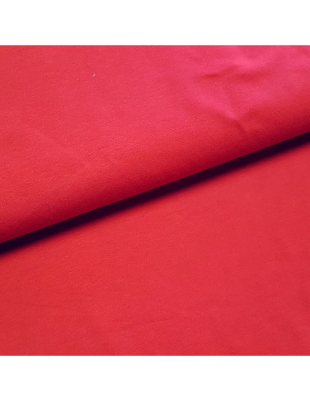 Tissu, Jersey de Coton Uni, Rouge Hermès, Laize 150 cm, Coton Stretch Bio Oeko-Tex