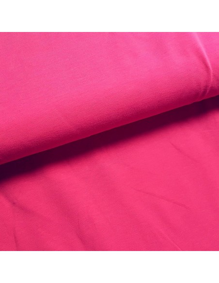 Tissu, Jersey de Coton Uni, Rose Fushia, Laize 150 cm, Coton Stretch Bio Oeko-Tex