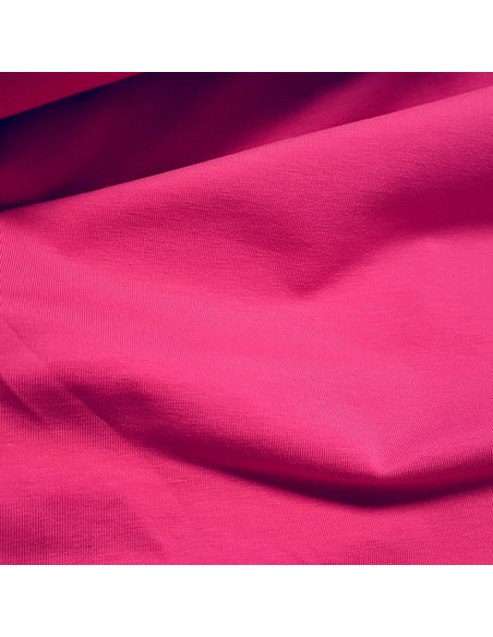 Tissu, Jersey de Coton Uni, Rose Fushia, Laize 150 cm, Coton Stretch Bio Oeko-Tex