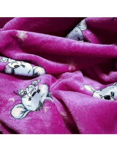 Tissu, Polaire Doudou Imprimé Souris, Rose Fuchsia, Laize 150 cm, 100% Polyester 280g/m²