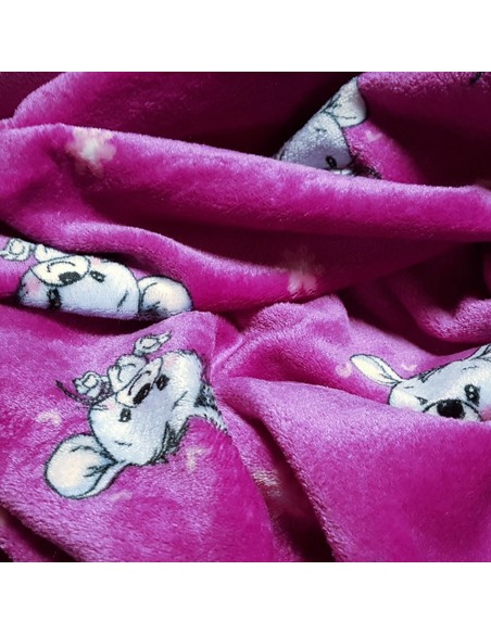 Tissu, Polaire Doudou Imprimé Souris, Rose Fuchsia, Laize 150 cm, 100% Polyester 280g/m²