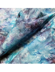 Tissu, Batik Ananas, Bleu, Laize 112 cm, 100% Coton 2