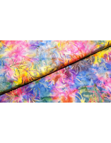  Tissu  batik  coton multicolores fleuri