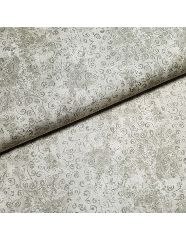 Tissu, Coton Patchwork Fantaisie, Vert Clair-Taupe, Laize 112 cm, 100% Coton