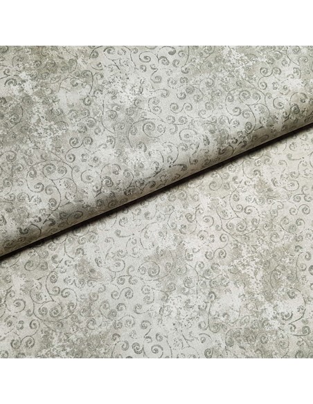 Tissu, Coton Patchwork Fantaisie, Vert Clair-Taupe, Laize 112 cm, 100% Coton