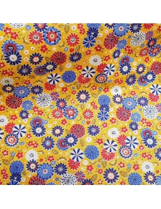 Tissu, Cretonne de Coton Misaki, Jaune, Laize 160 cm, 100% Coton