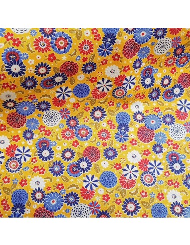 Tissu, Cretonne de Coton Misaki, Jaune, Laize 160 cm, 100% Coton