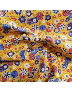 Tissu, Cretonne de Coton Misaki, Jaune, Laize 160 cm, 100% Coton 2