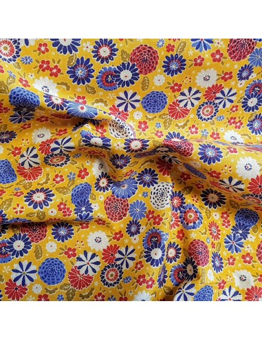 Tissu, Cretonne de Coton Misaki, Jaune, Laize 160 cm, 100% Coton