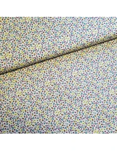 Tissu, Popeline de Coton Fleurie Digitale, Multicolore, Laize 150 cm, 100% Coton 75g/m²