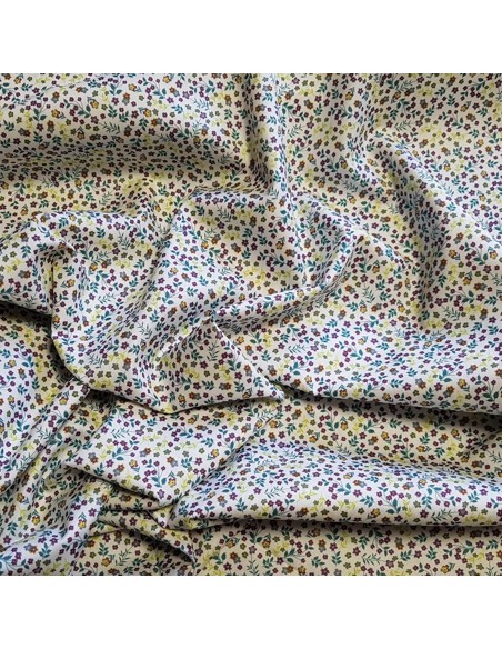 Tissu, Popeline de Coton Fleurie Digitale, Multicolore, Laize 150 cm, 100% Coton 75g/m²