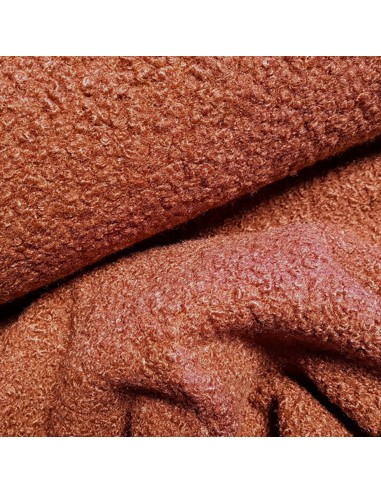Tissu, Lainage Bouclette, Terracotta, Laize 140 cm, 100% Polyester