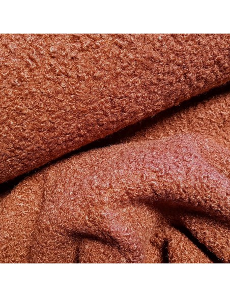 Tissu, Lainage Bouclette, Terracotta, Laize 140 cm, 100% Polyester