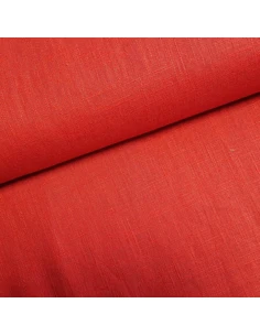 Tissu, Lin Lavé Uni, Rouge Carmin, Laize 140 cm, 100% Lin 322g/m²