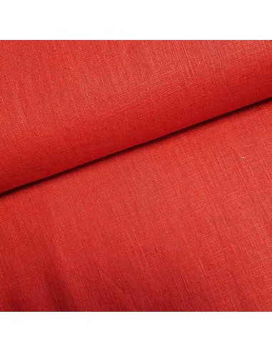 Tissu, Lin Lavé Uni, Rouge Carmin, Laize 140 cm, 100% Lin 322g/m²