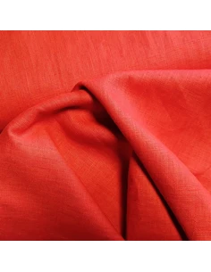 Tissu, Lin Lavé Uni, Rouge Carmin, Laize 140 cm, 100% Lin 322g/m² 2