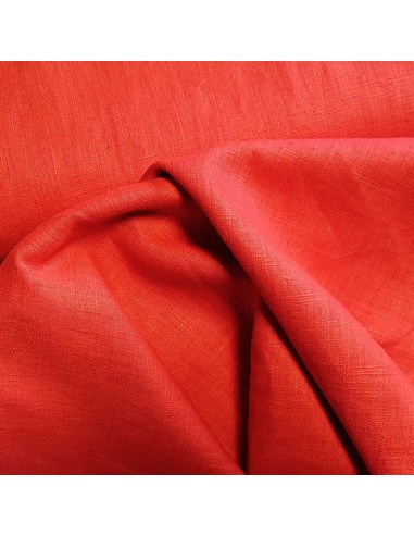Tissu, Lin Lavé Uni, Rouge Carmin, Laize 140 cm, 100% Lin 322g/m²