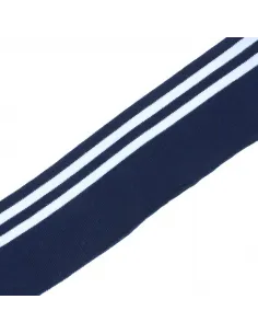 Bande bord-côte, À deux bandes blanches, Bleu marine, 135 cm x 70 mm, Coton/Élasthanne 2