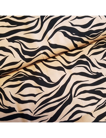 Tissu, Viscose Zèbres, Sable, Laize 145 cm, 100% Viscose 147g/m²