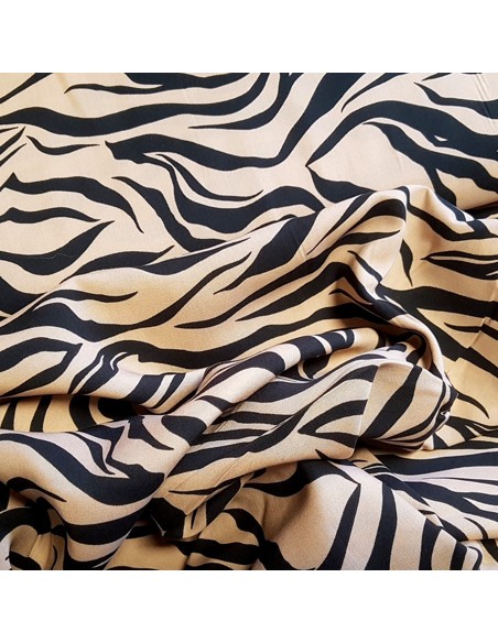 Tissu, Viscose Zèbres, Sable, Laize 145 cm, 100% Viscose 147g/m²