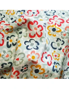 Tissu, Velours Fleuri, Vert Pastel, Laize 145 cm, 100% Coton Oeko-Tex 2