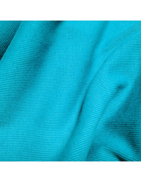 Tissu, Bord-côte tubulaire, Bleu pétrole, Laize 27 cm, Coton/Élasthanne