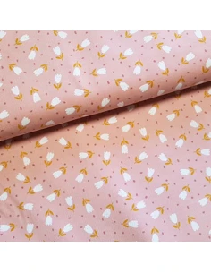 Tissu, Velours Milleraies Fleuri, Rose, Laize 145 cm, 100% Coton 210g/ml