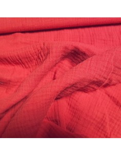 Tissu, Double Gaze, Rouge, Laize 132 cm, 100% Coton 162g/m² 2