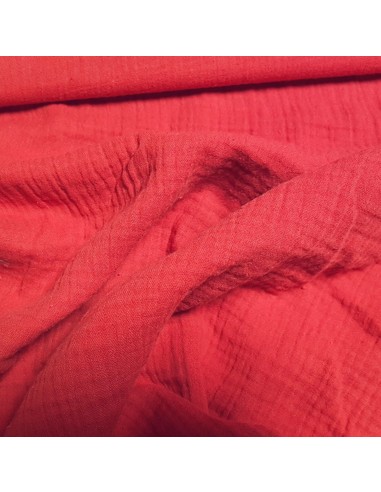Tissu, Double Gaze, Rouge, Laize 132 cm, 100% Coton 162g/m²