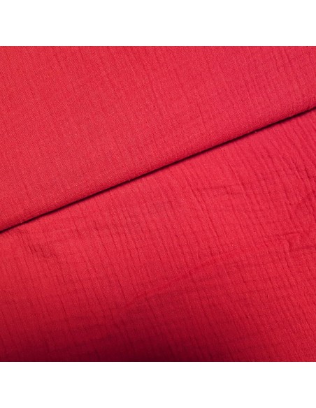 Tissu, Double Gaze, Rouge, Laize 132 cm, 100% Coton 162g/m²