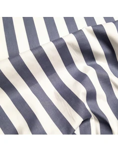 Tissu, Popeline de Coton Rayée, Gris et Blanc, Laize 150 cm, 100% Coton 195g/m² 2