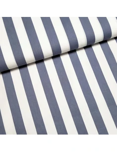 Tissu, Popeline de Coton Rayée, Gris et Blanc, Laize 150 cm, 100% Coton 195g/m²