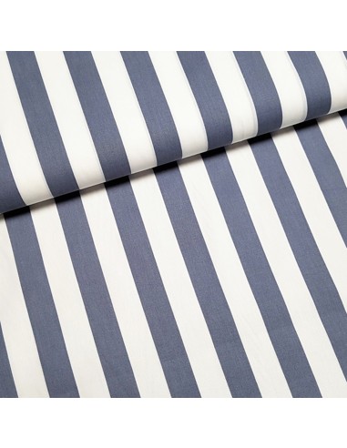 Tissu, Popeline de Coton Rayée, Gris et Blanc, Laize 150 cm, 100% Coton 195g/m²