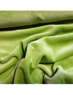 Tissu, Velours Nicky Uni, Vert Pomme, Laize 150 cm, 100% Coton 2