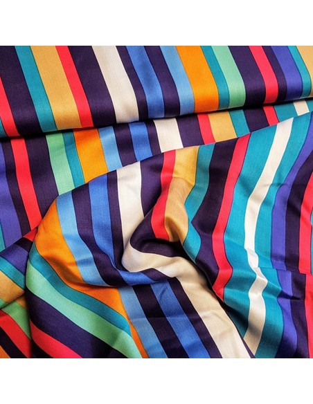 Tissu, Viscose Rayures, Multicolore, Laize 150 cm, 100% Viscose
