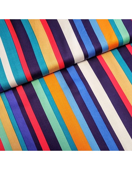 Tissu, Viscose Rayures, Multicolore, Laize 150 cm, 100% Viscose