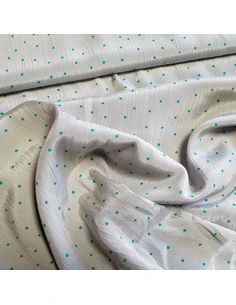 Tissu, Crêpe de Viscose Froissée à Pois, Gris et Vert, Laize 150 cm, 100% Viscose 2