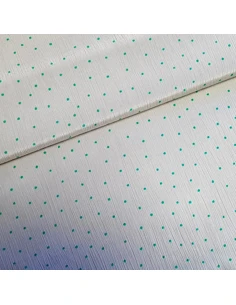 Tissu, Crêpe de Viscose Froissée à Pois, Gris et Vert, Laize 150 cm, 100% Viscose