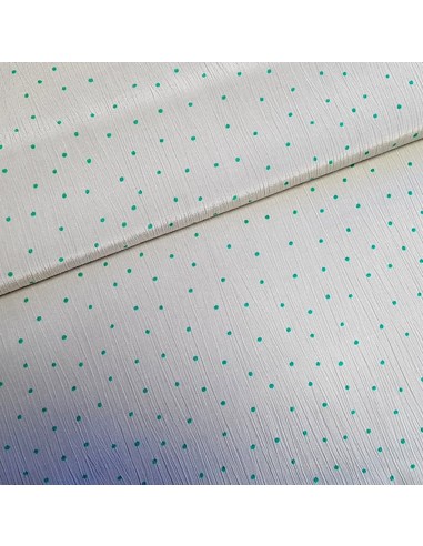 Tissu, Crêpe de Viscose Froissée à Pois, Gris et Vert, Laize 150 cm, 100% Viscose