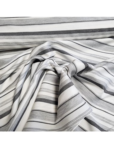 Tissu, Rayures, Blanc et Gris, Laize 150 cm, 72% Viscose 28% Polyester