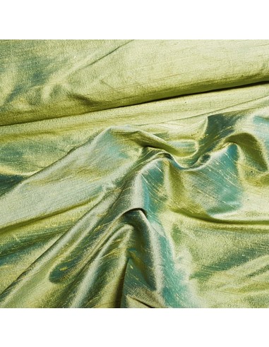 Tissu, Doupion de Soie Irisé, Vert Émeraude, Laize 135 cm, 100% Soie