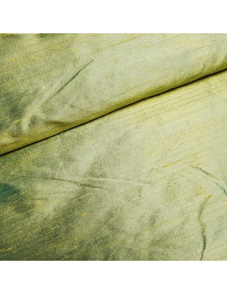 Tissu, Doupion de Soie Irisé, Vert Émeraude, Laize 135 cm, 100% Soie
