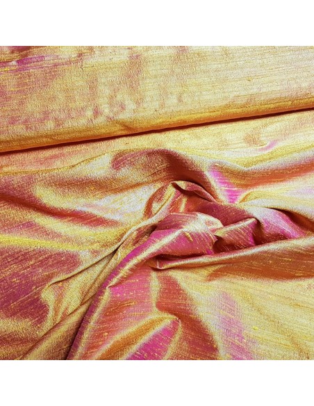Tissu, Aspect Doupion, Orange Cuivré Irisé, Laize 135 cm, 100% Polyester