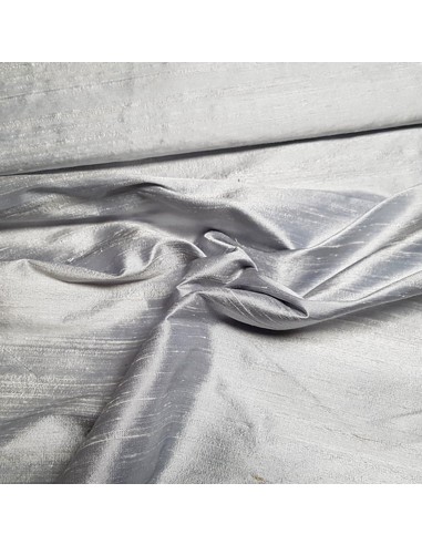 Tissu, Doupion de Soie Irisé, Argenté, Laize 135 cm, 100% Soie
