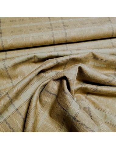 Tissu, Lin Rayé, Vert Kaki, Laize 150 cm, 50% Lin 50% Polyester