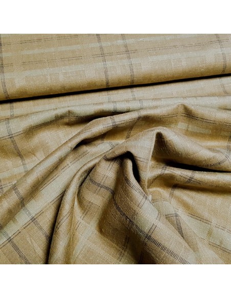 Tissu, Lin Rayé, Vert Kaki, Laize 150 cm, 50% Lin 50% Polyester